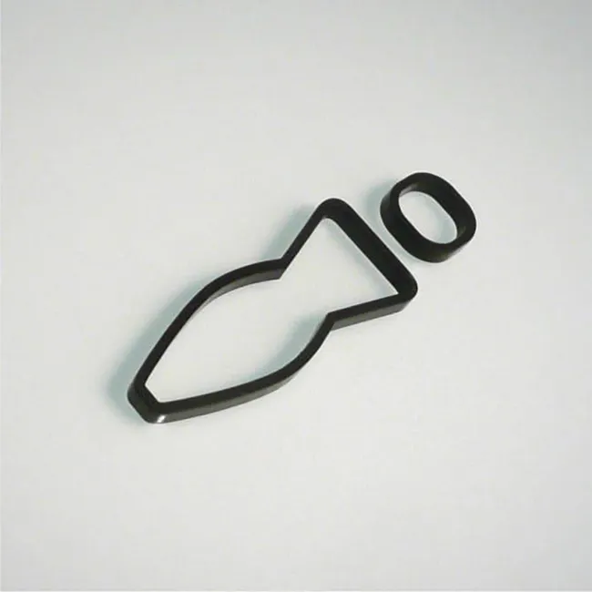 Laser-cut black rubber parts shaped with Trotec CO₂ laser cutter